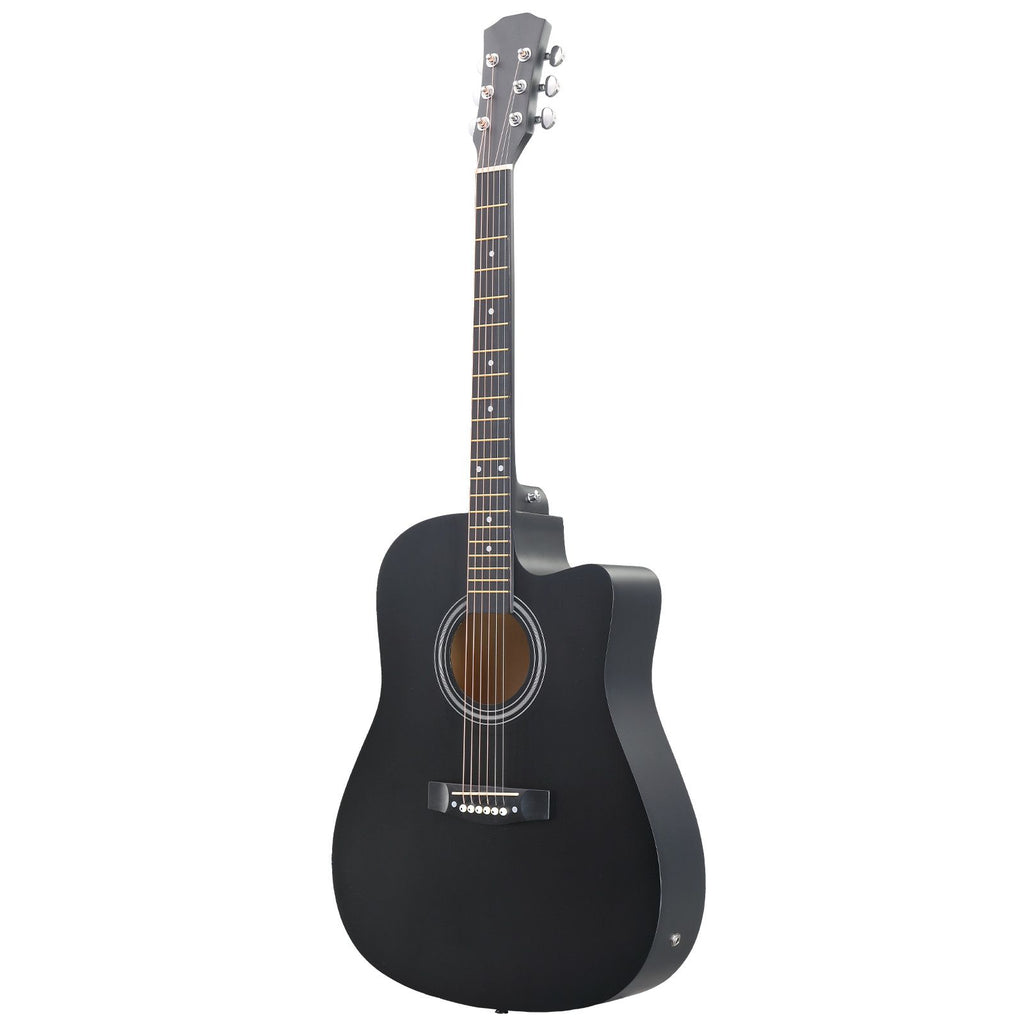 KMA104 41 Inch Dreadnought Cutaway Acoustic Electric Guitar, Basswood Body, Built-in EQ Pickup, Black, Beginner Folk Guitar with Gig Bag