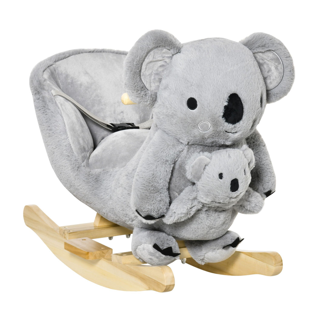 Koala Animal Rocking Horse Plush Toy, Gray for Toddlers 18-36 Months with Gloved Doll & Realistic Sounds