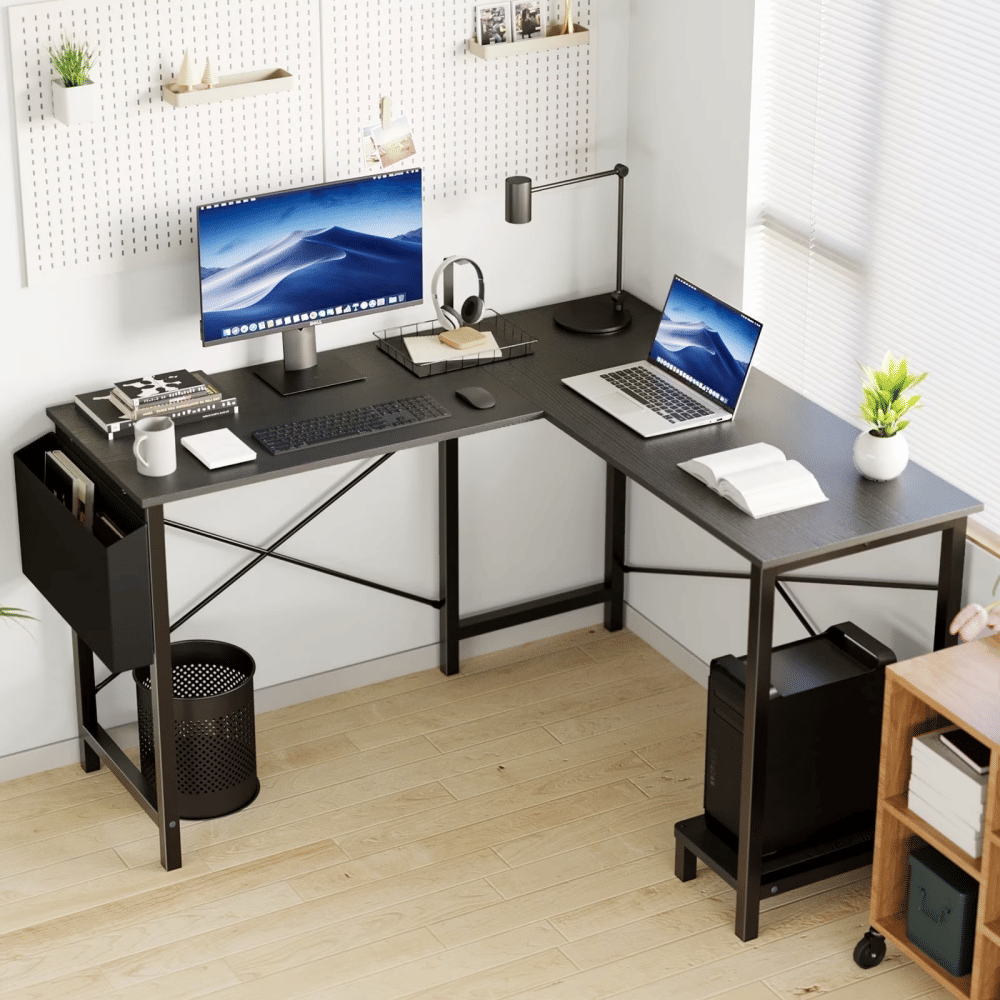 L Shaped Computer Desk Corner Desk, GamingTable50 inch PC Writing Study DeskforHomeOffice Dorm Small Space, Black