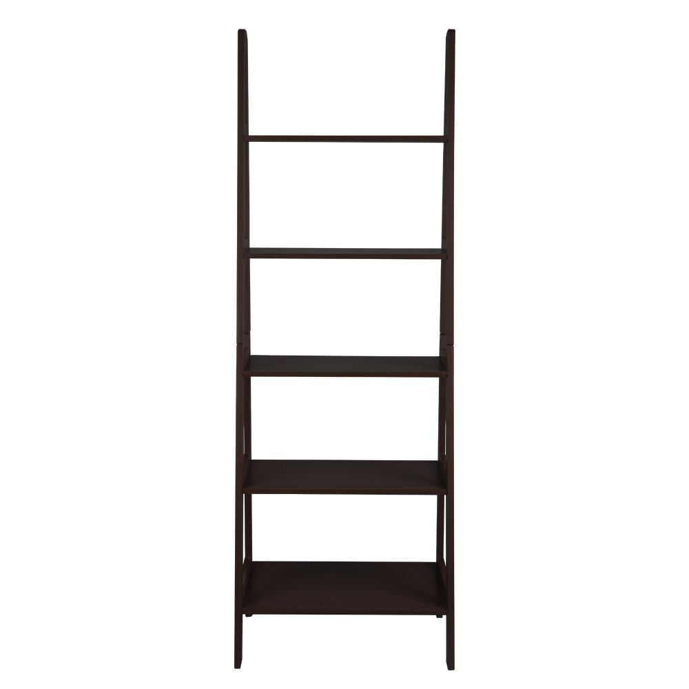 Ladder Shelf;  5-Tier Multifunctional Modern Wood Plant Flower Book Display Shelf;  Home Office Storage Rack Leaning Ladder Wall Shelf Brown Color