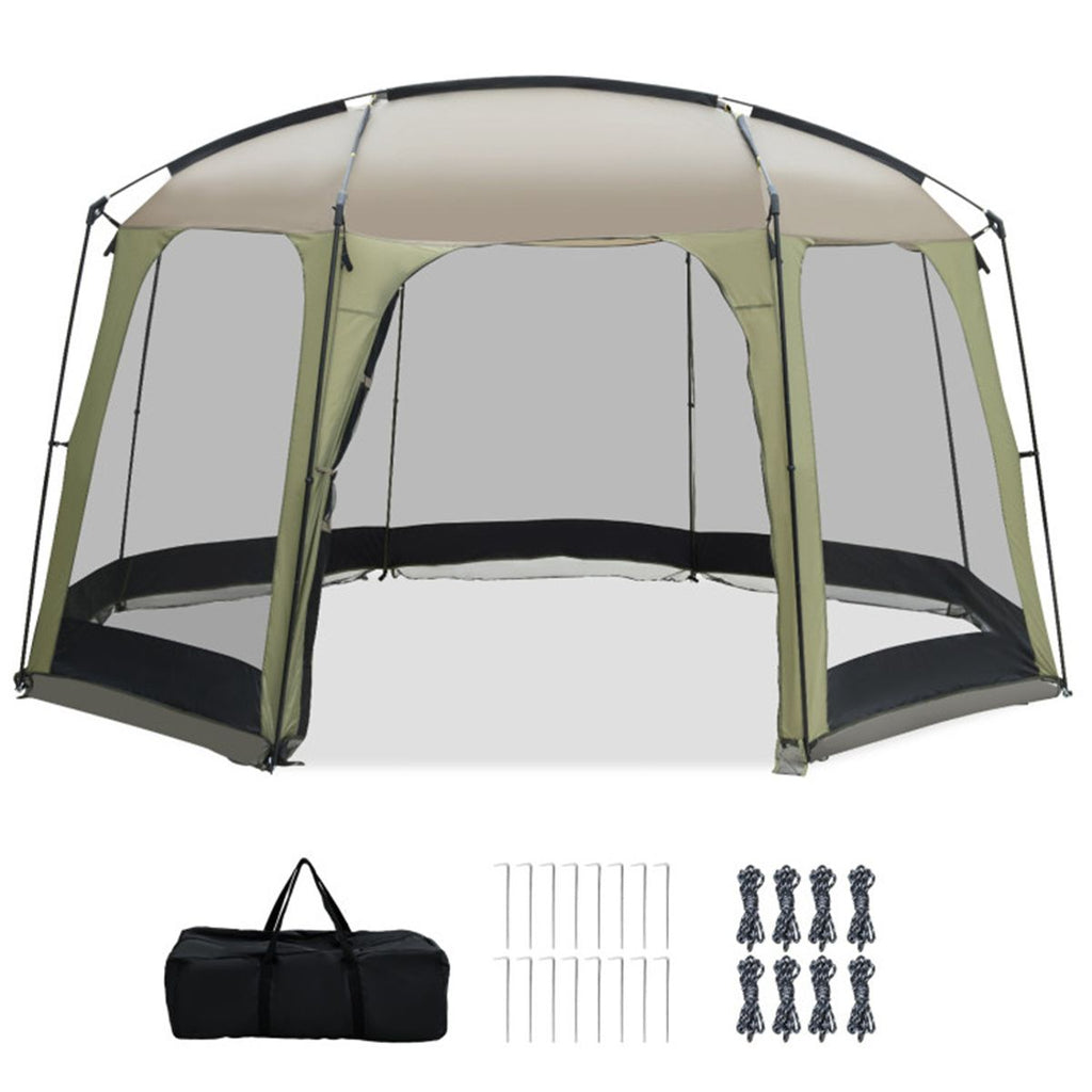 Large 6-8 Person Screen House Tent with Full Mesh Walls, UV Protection Outdoor Sun Shelter Canopy with Wind Ropes & Stakes