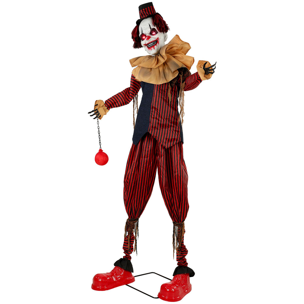 Large Animated Clown Halloween Decorations with Sound Touch Activated, Light Up Eyes, Animated Prop