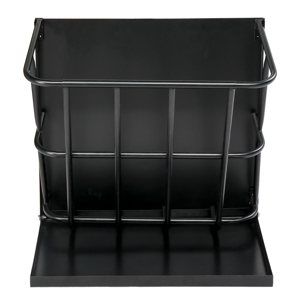 Large Capacity Hay Feeder with Detachable Grain Tray, Heavy Duty Steel 2 in 1 Hay Rack, Multiple Sided Goat Feeding Rack for Sheep Farm Livestock Indoor Outdoor, Black