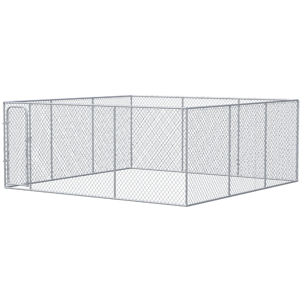 Large Dog Kennel Outside, Heavy Duty Dog Cage, Outdoor Fence Dog Run with Galvanized Chain Link, Secure Lock, 15.1' x 15.1' x 6