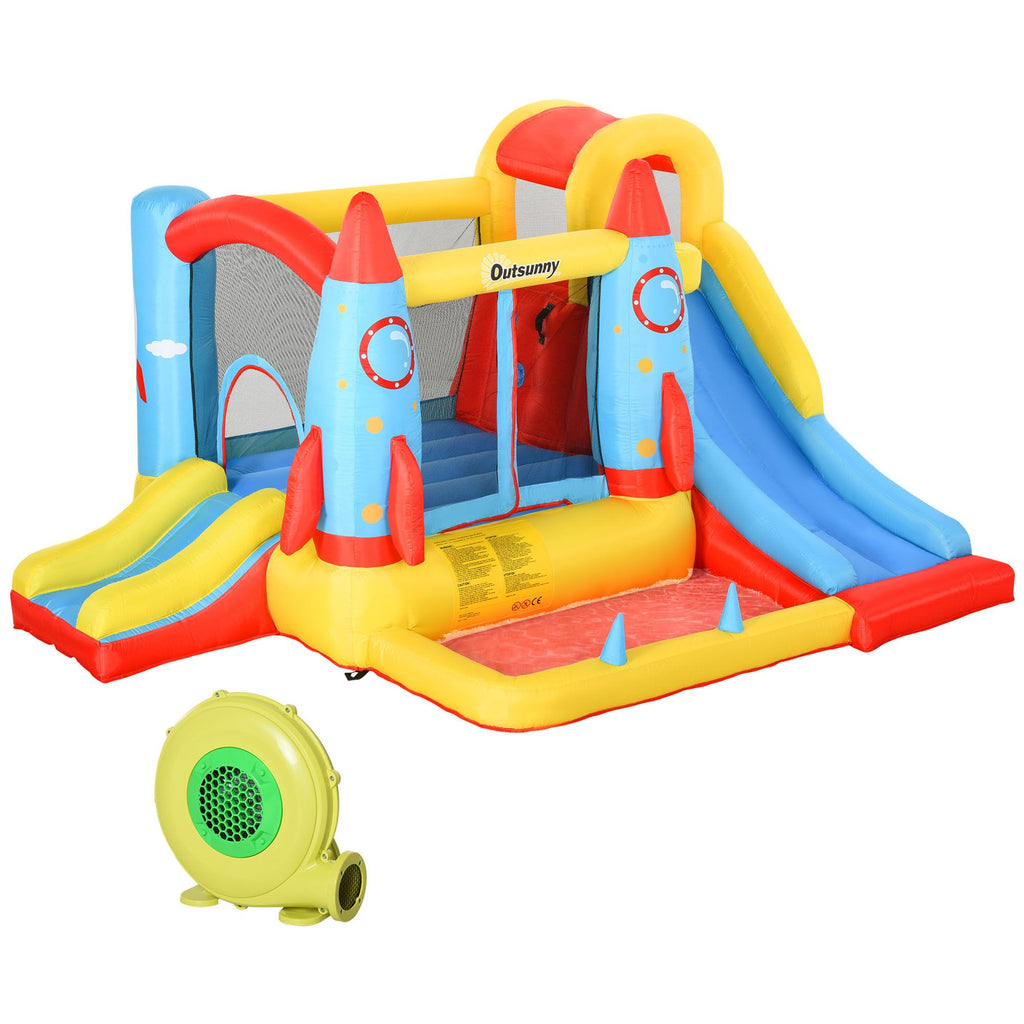 Large Inflatable Bounce House 4-in-1 Bouncy Castle with Dual Slides Climbing Wall Trampoline and Water Pool for Endless Fun