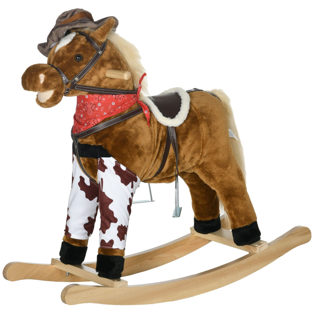 Large Plush Animal Riding Horse Toy with Realistic Sounds, Ideal for Kids 3+ Years, Brown, Perfect Gift