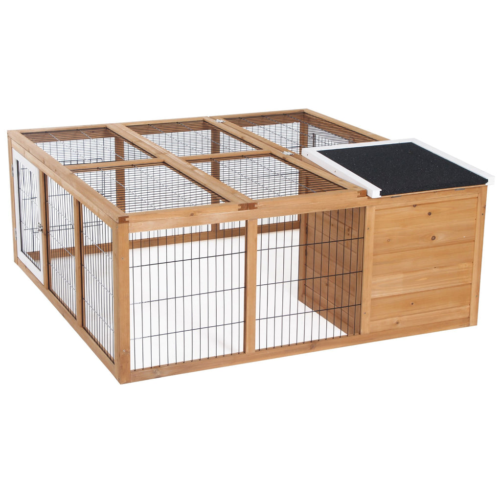Large Rabbit Cage, Outdoor with Openable Main House, Waterproof Rabbit House, for Small Animals with Ventilation Doors, Natural
