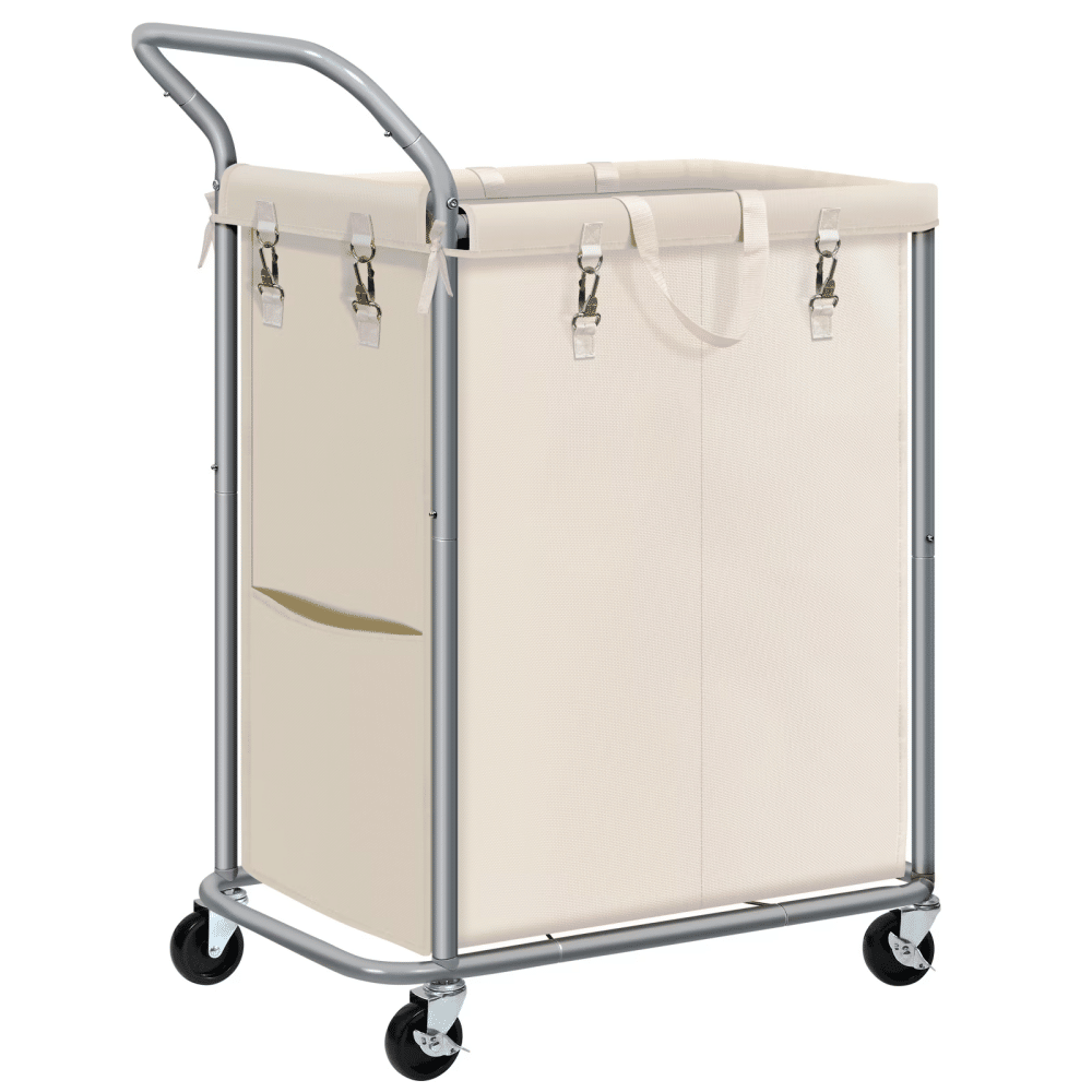Laundry Hamper with Wheels,140L Rolling Laundry Hamper,2-Section Rolling Laundry Hamper with Removable Liner & Handles for ClothesStorage, Laundry Room,Beige