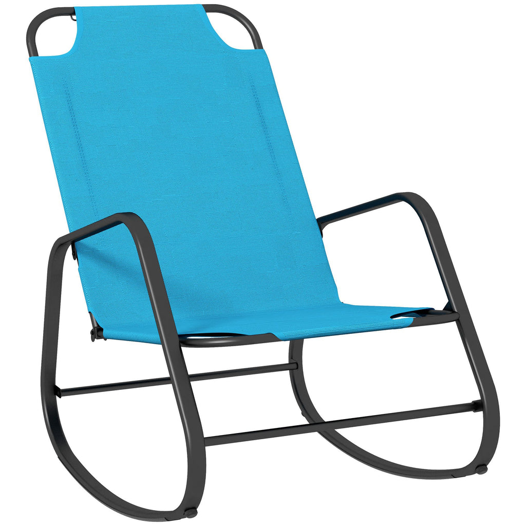 Light Blue Rocking Chair for Outdoor Indoor Patio Balcony Porch Comfort