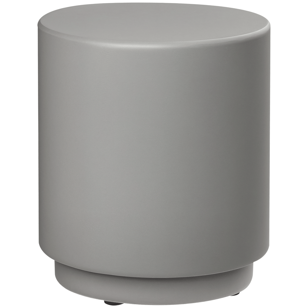 Lightweight Accent Table with Concrete Finish Round Side Table, Light Gray