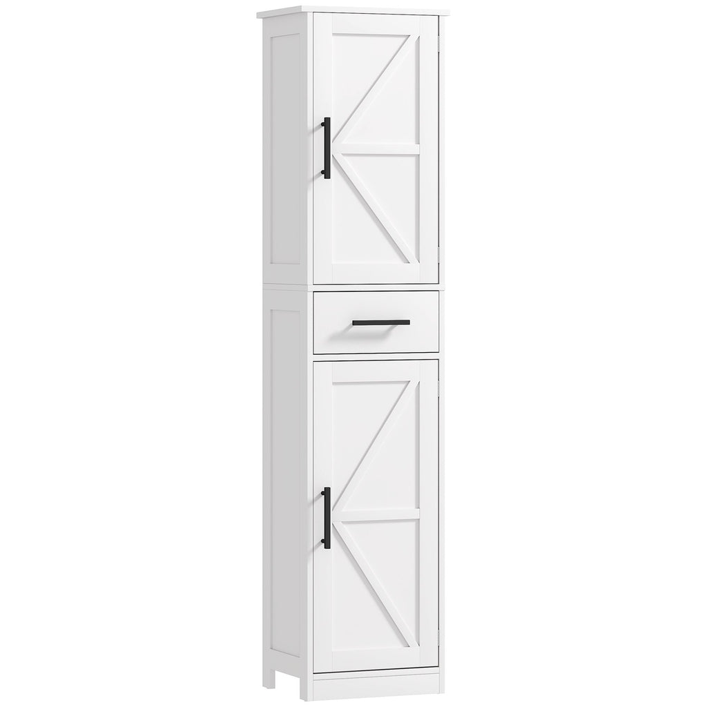 Linen Cabinet Bathroom with Drawer, 67" Tall Bathroom Storage Cabinet with Doors and Shelves, Farmhouse Style, White