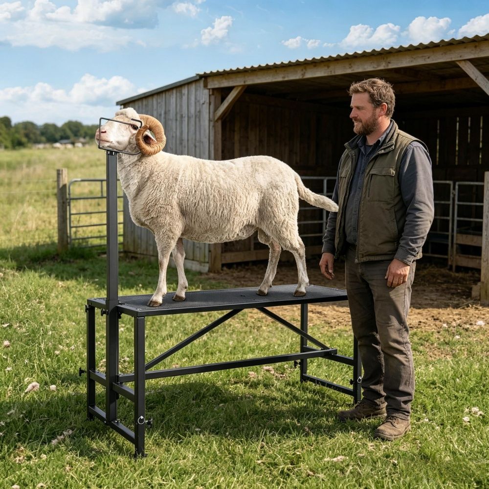 Livestock Stand with Adjustable Height and Metal