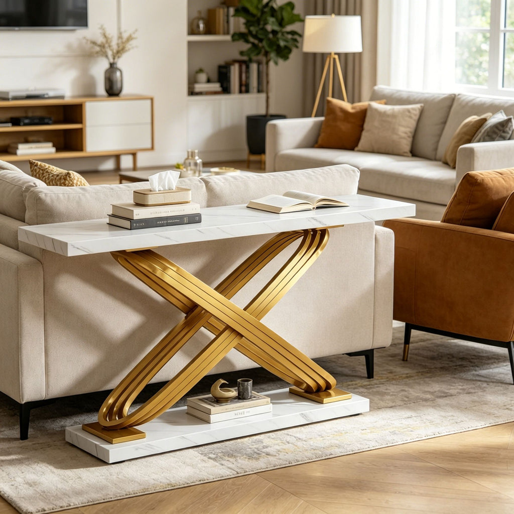 Long Console Table with Adjustable Foot for Bathroom