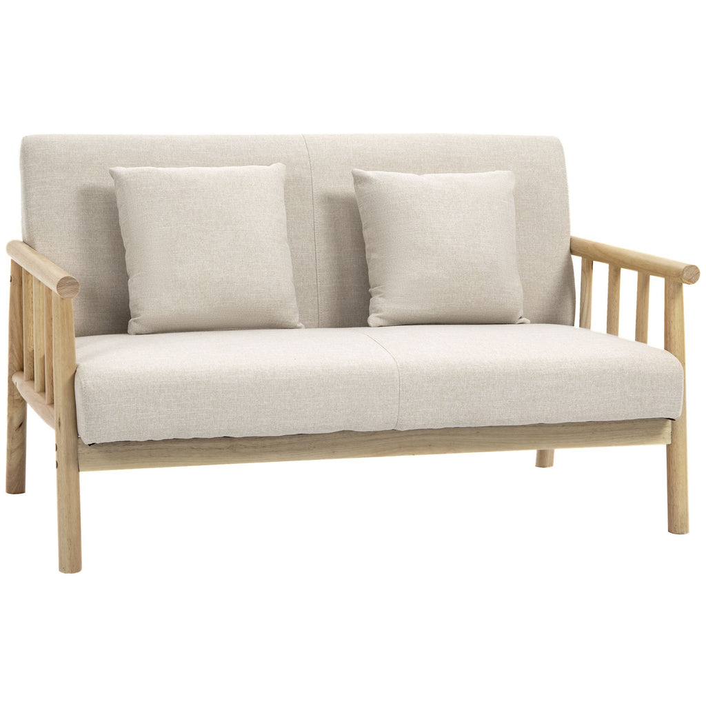 Loveseat Sofa 48" 2-Seater with Pillows Upholstered Small Couch for Spaces Beige