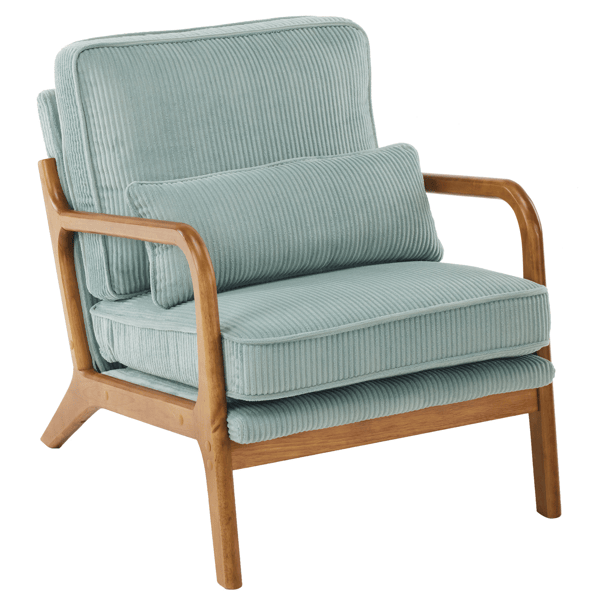 Low Arm Accent Chair - Teal Corduroy Upholstered Indoor Lounge Chair, Compact Single Seater with Sturdy Frame (330LBS Weight Capacity)