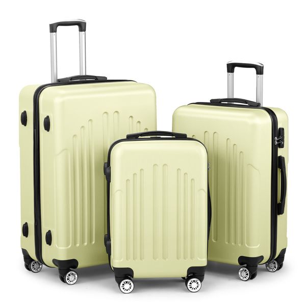 Luggage Set of 3, ABS+PC Hardside Suitcase Sets with TSA Lock 4 Spinner Wheels, Lightweight Trolley Travel Case for Carry On Check-in Business Trip, 20" 24" 28"