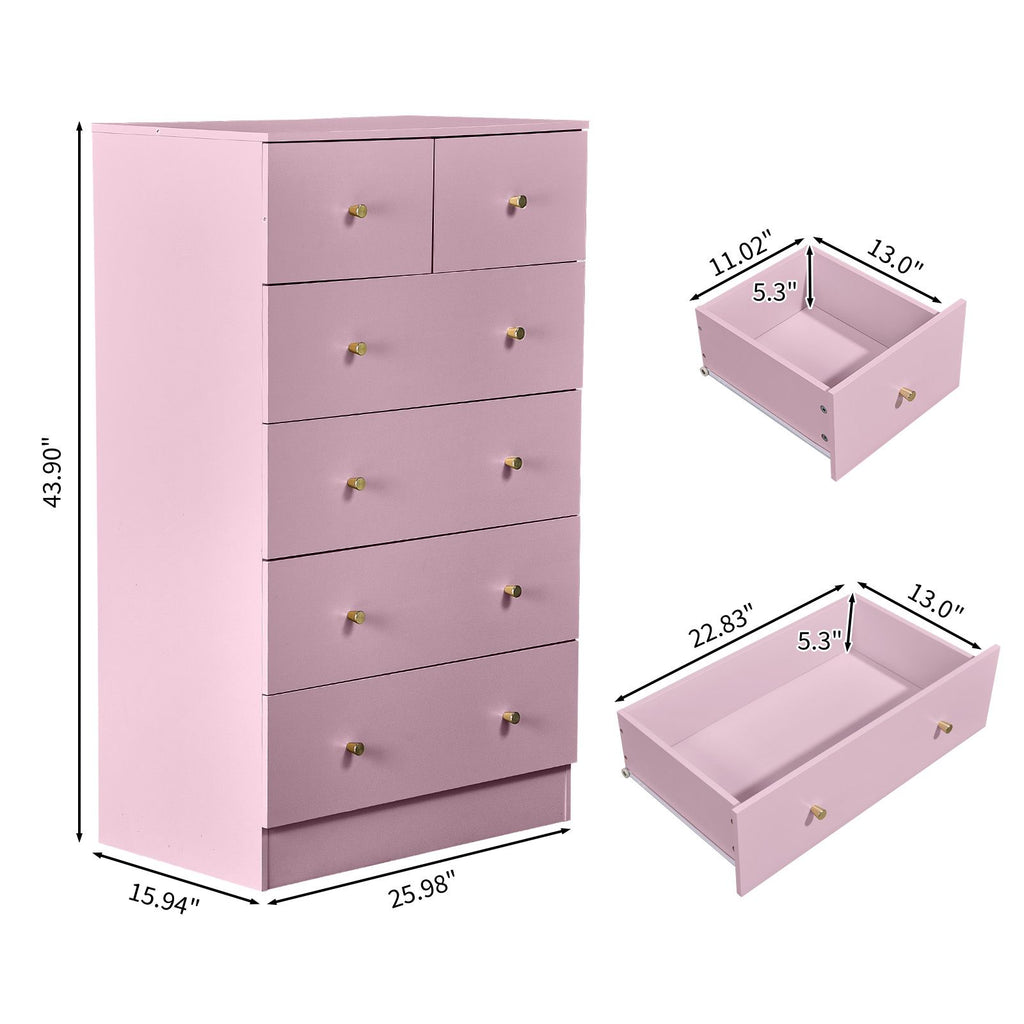 Macaron powder, particleboard with a textured melamine finish, 66*40*111cm, 4+2 drawer cabinet, matte gold handles