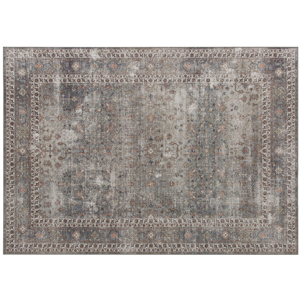 Machine Washable Area Rug 8x10, Non-Slip Traditional Floor Cover Foldable Carpet for Living Room, Dark Mixed-Brown