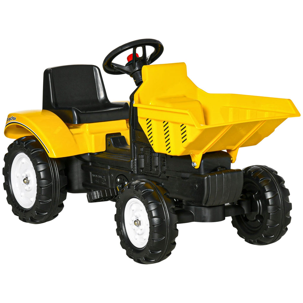 Manual Control Excavator Toy Car, Ride-On No Power Digger with Bucket, for Ages 3-6, Yellow