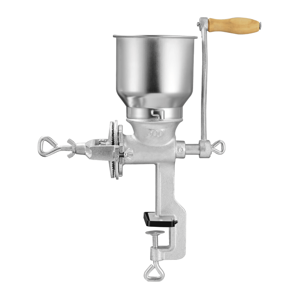Manual Grain Mill with High Hopper, Hand-Crank Corn Grinder, Durable Cast Iron Grinding Mill with Stable Table ClampforGrains, Spices, Coffee Beans, and Nuts