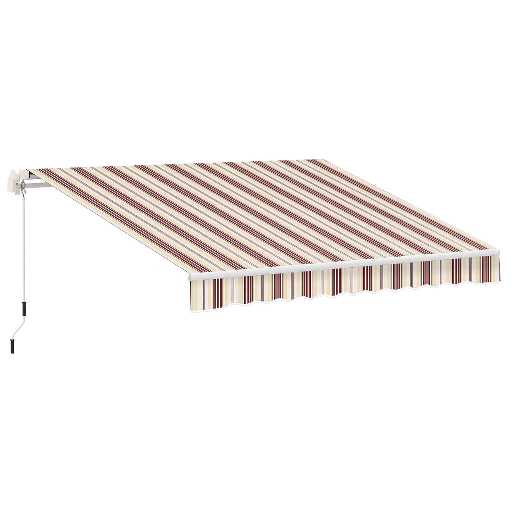 Manual Retractable Awning 10x8 UV Protection Easy Crank Red for Patio Deck Yard
