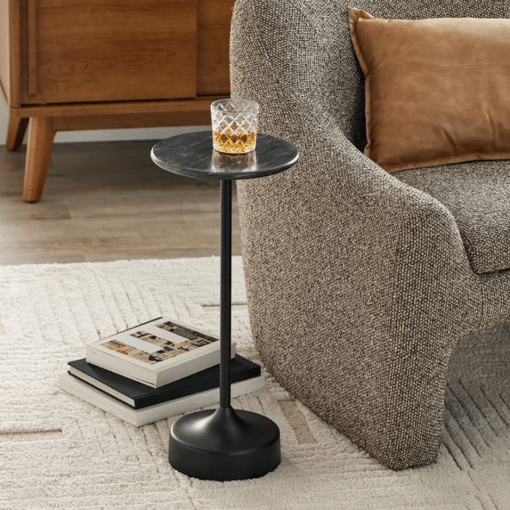 Marble Drink Table, Black Marble