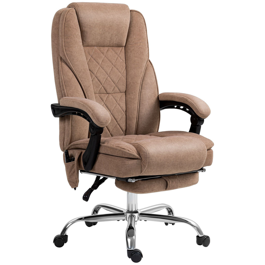 Massage Chair in Office, Vibration Reclining Computer Chair w/ Heat, Adjustable Height & Footrest, Brown
