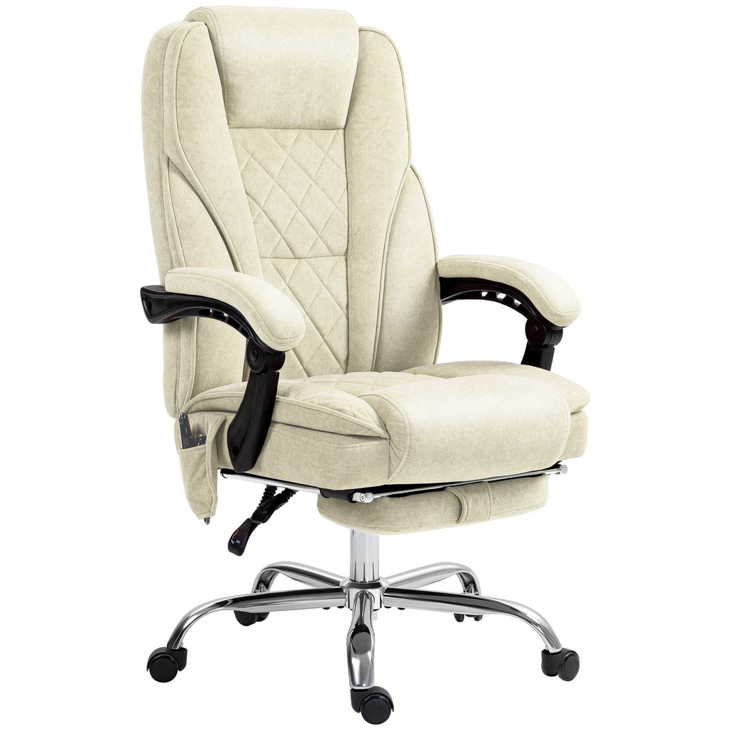 Massage Office Chair, Heated Reclining Office Desk Chair with Adjustable Height and Footrest, Beige
