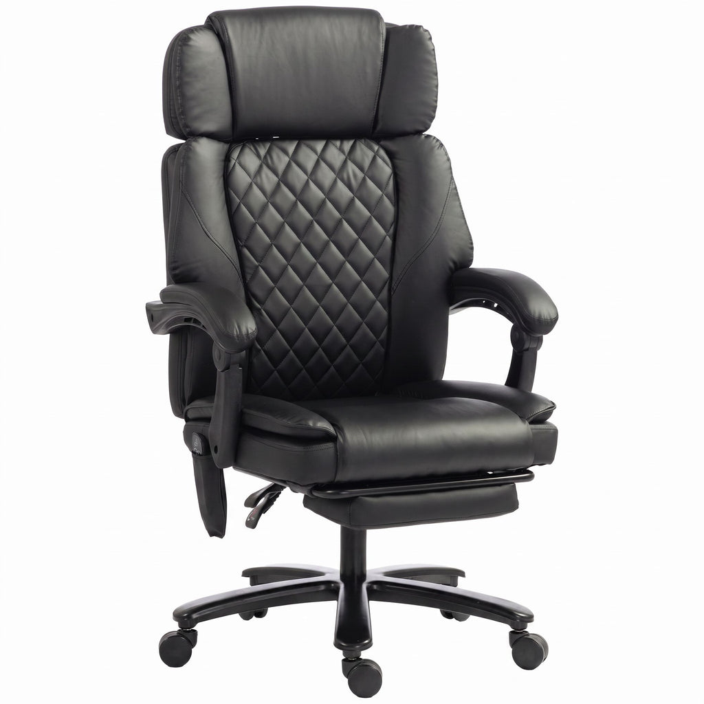 Massage Office Chair with Heat, 400lbs Heavy Duty Desk Chair with Adjustable Headrest, Reclining, Footrest, Black