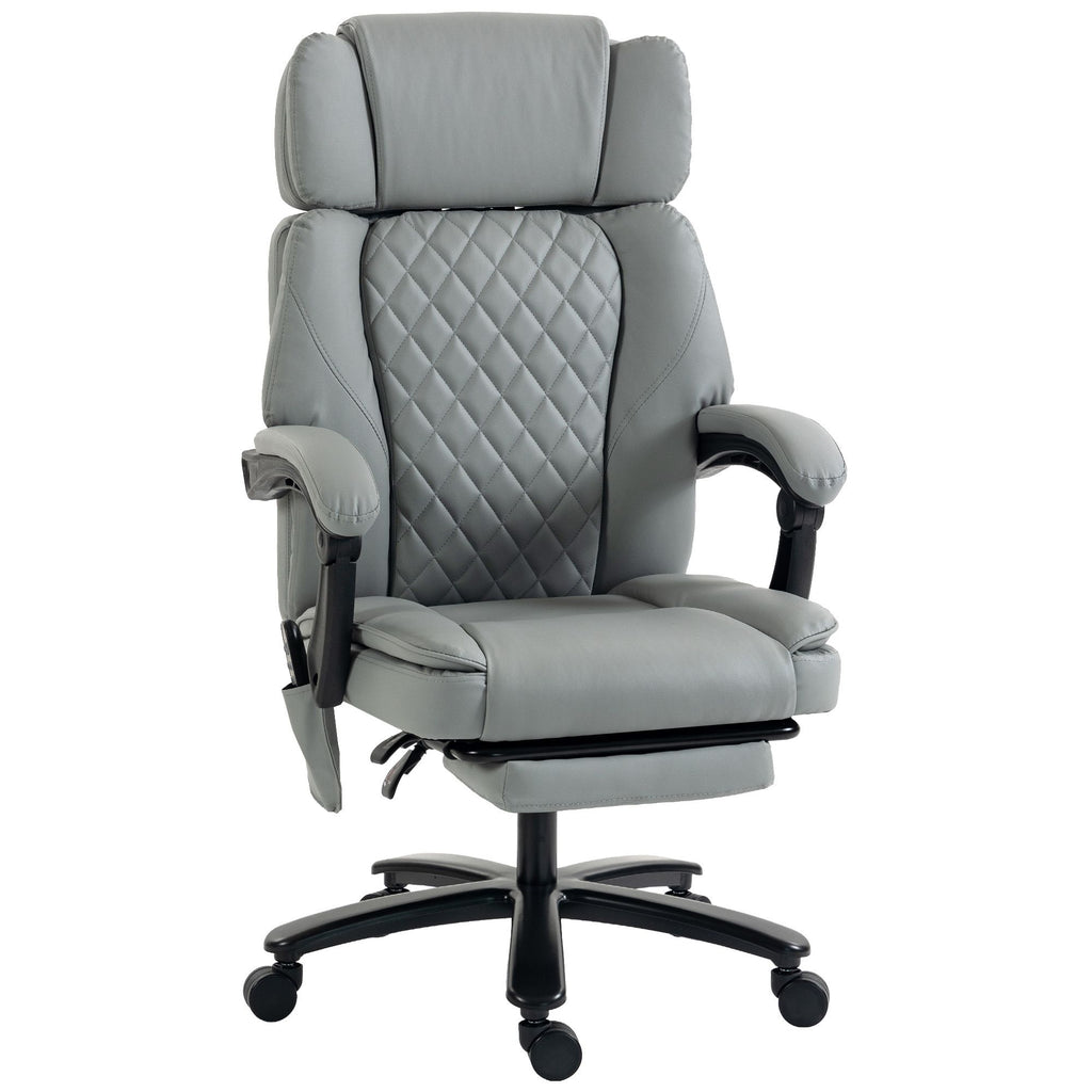Massage Office Chair with Heat, 400lbs Heavy Duty Desk Chair with Adjustable Headrest, Reclining, Footrest, Light Gray