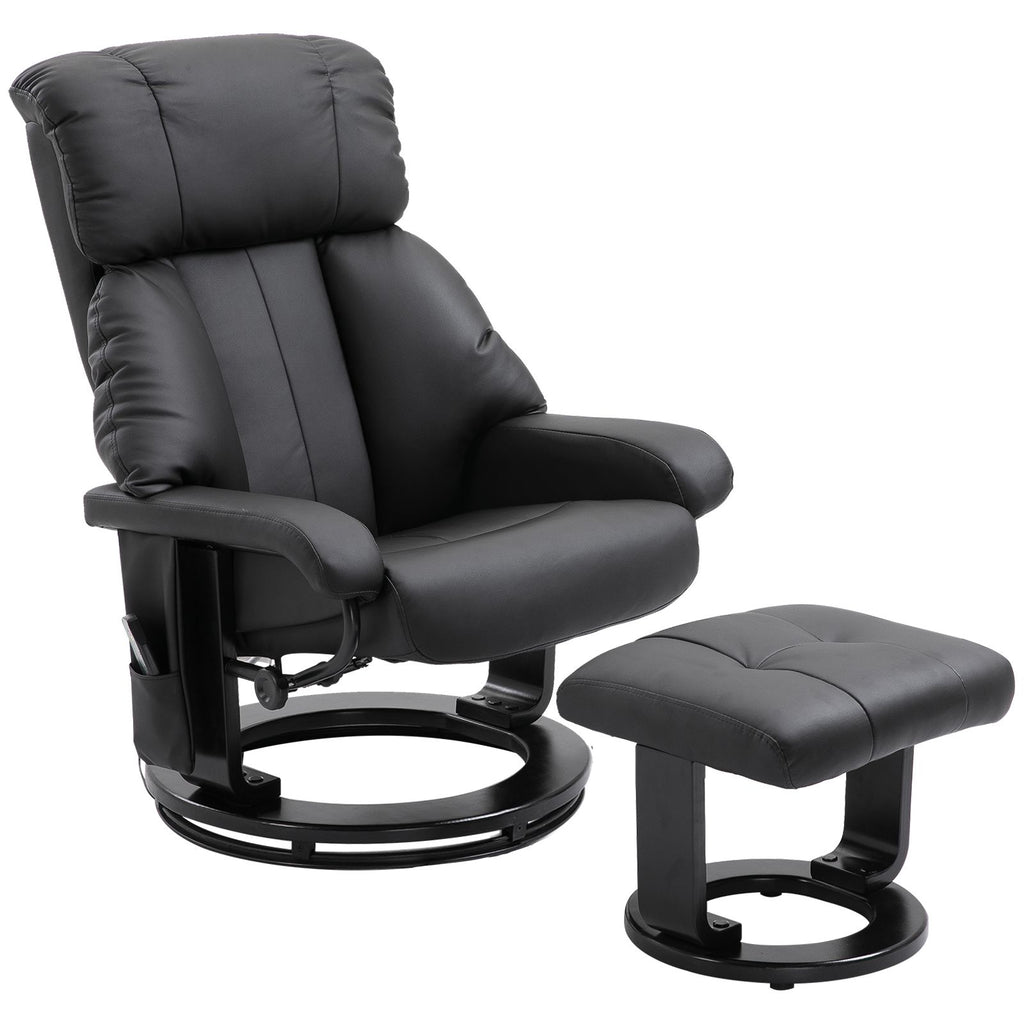Massage Recliner Chair Massage Sofa with Ottoman Footrest, 10-Point Vibrating Massage and Heating Function for Living Room, Bedroom, Black