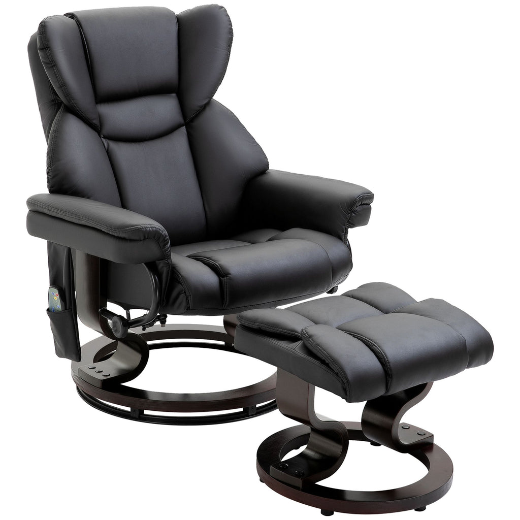 Massage Recliner Chair with Ottoman, 10 Vibration Points, Adjustable Backrest, Remote, Black