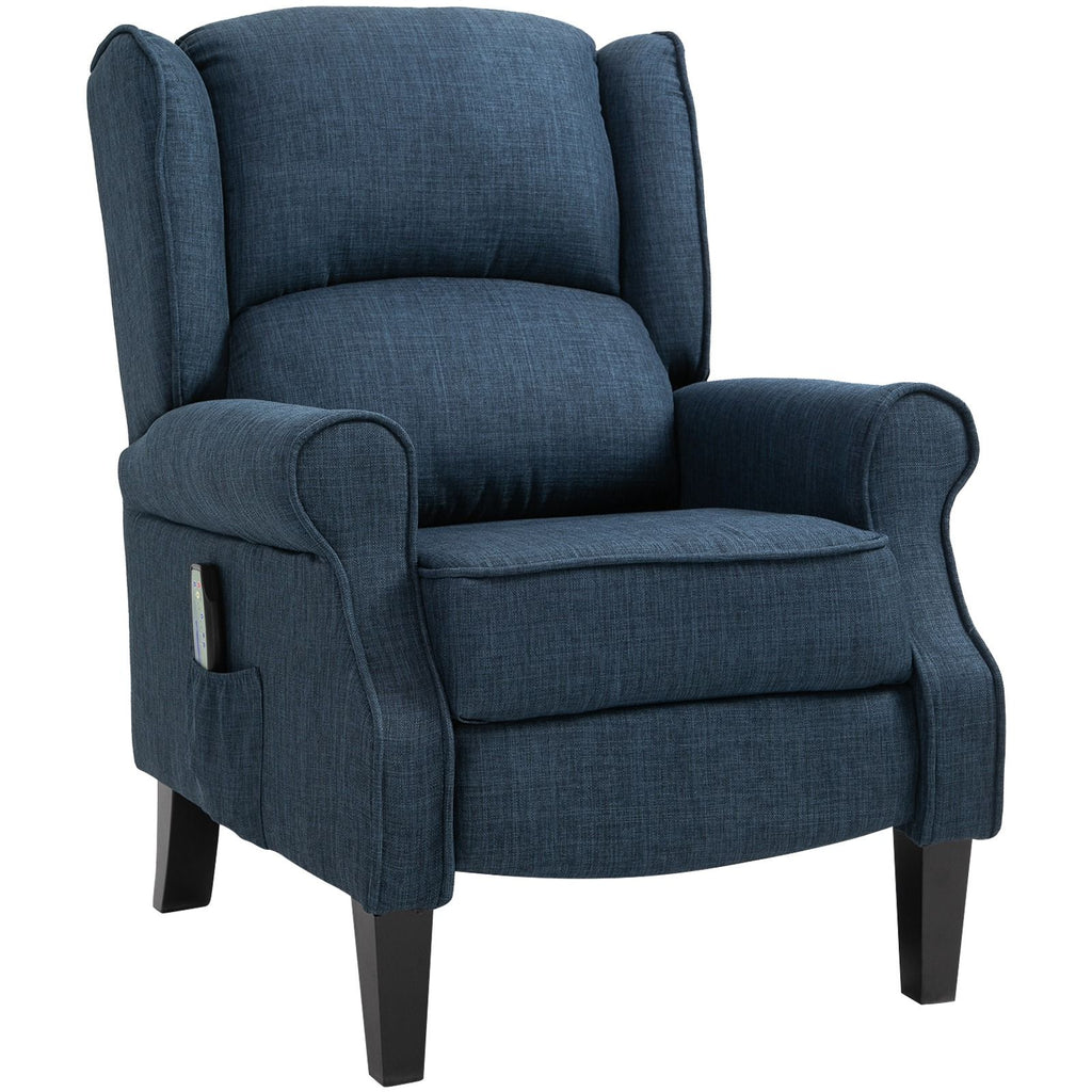 Massage Sofa Chair with Heat, Massage Recliner Chair with Remote Controller, Side Pocket, Blue