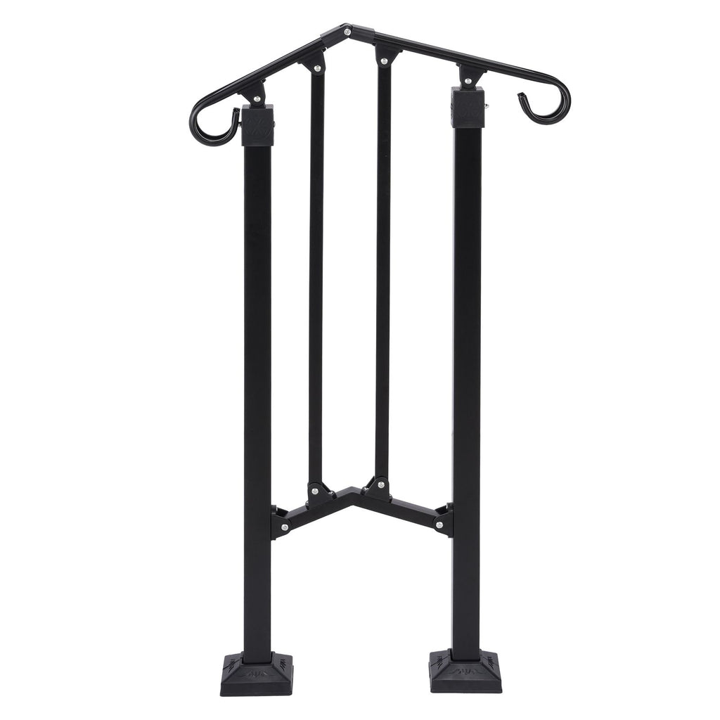 Matte black 1-step ABS plastic handrail for courtyard stairs