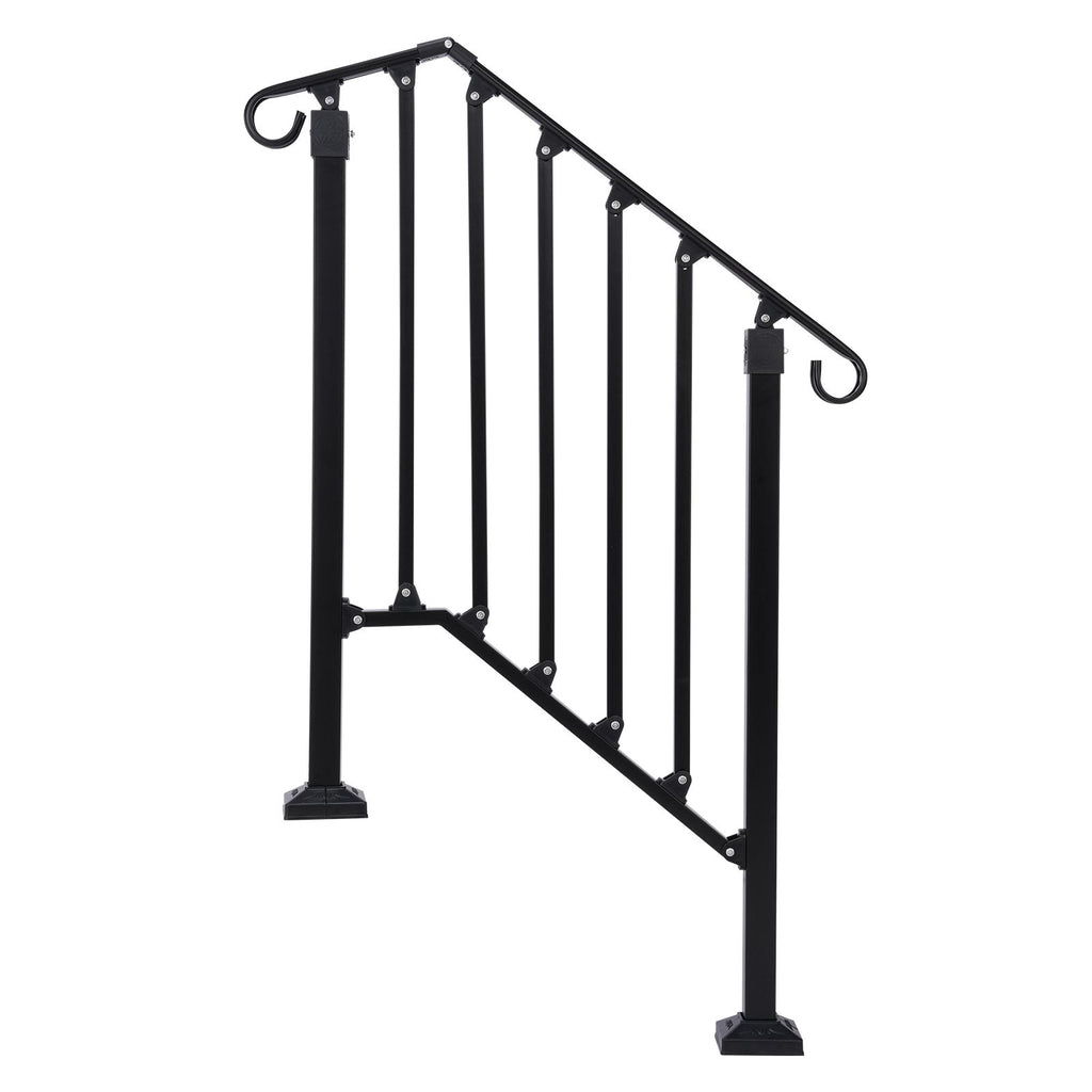 Matte black 2-tier ABS plastic handrail for patio stairs