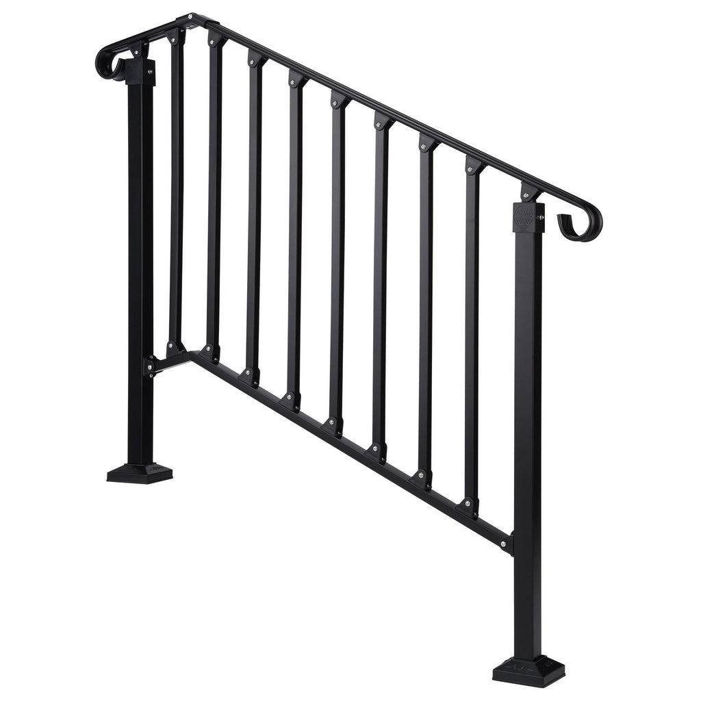 Matte black 3-tier ABS plastic handrail for patio stairs