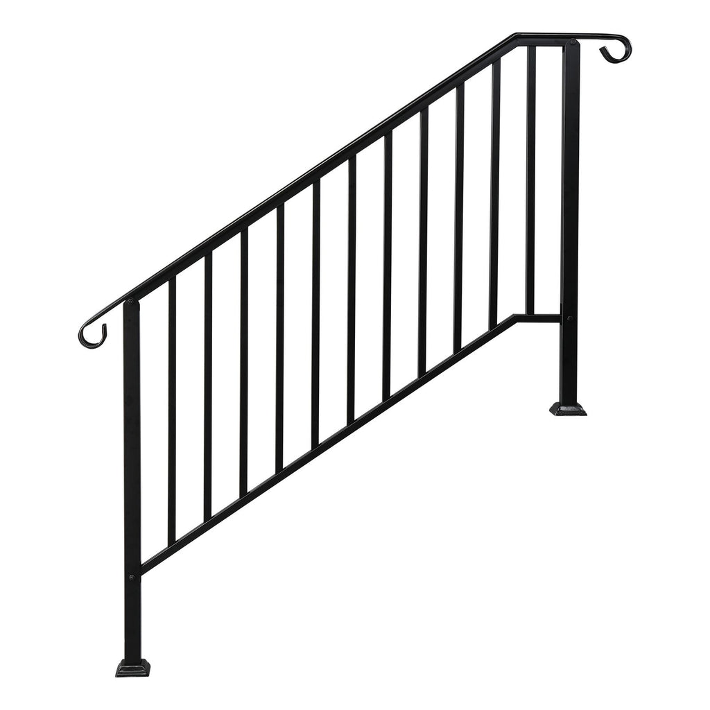 Matte Black Outdoor 4 Level Iron Handrail