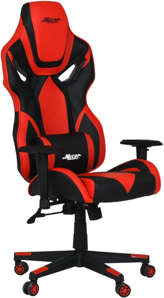 Mecor Gaming Chair Racing Office Computer Game Chair Ergonomic Backrest and Seat Height Adjustment Recliner Swivel Rocker with Lumbar Pillow Chair(Red)