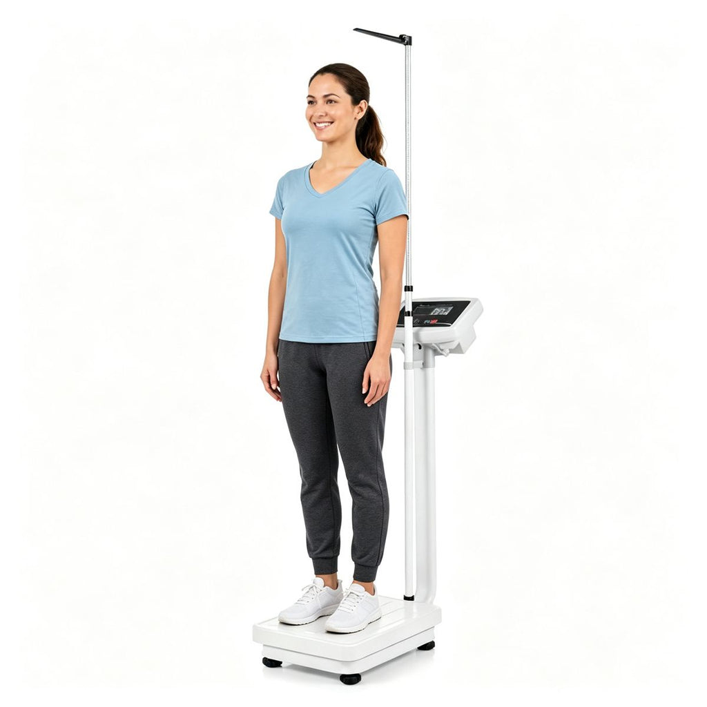 Medical Height & Weight Physician Scale, HighPrecision Sensor Digital Body Scale with Adapter & Battery Dual Power for Clinic Gym Household Use