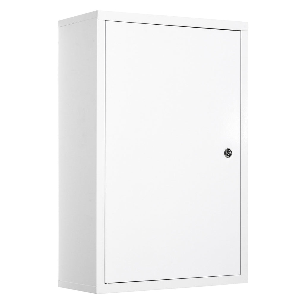 Medicine Cabinet Steel Wall Mount 24x16 3-Tier Storage Lockable White