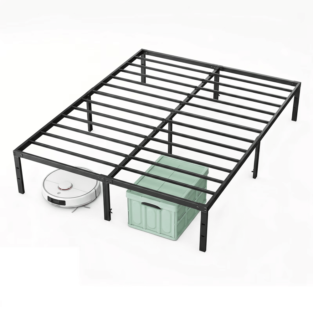 Metal Bed Frame 16 Inch Tall, Heavy Duty Sturdy Mattress Foundation, No Box Spring Needed, Easy to Assemble, Under-bedStorageSpace, Black