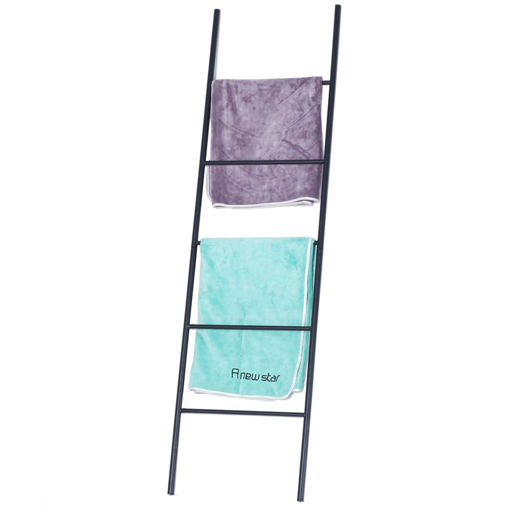 Metal Free Standing Bath Towel Blanket Ladder Storage Organization, Rack for Bathroom, Bedroom, Laundry Room - Matte Black RT