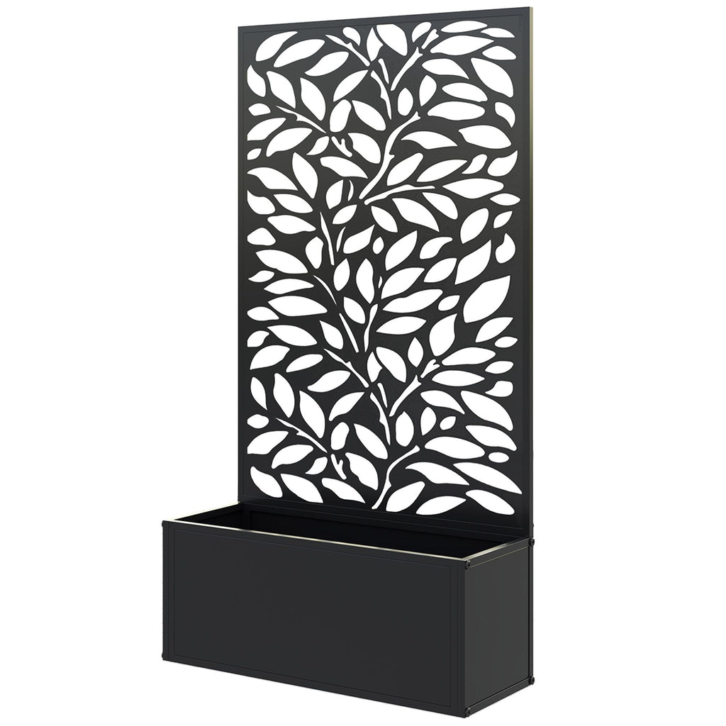 Metal Garden Bed with Trellis for Climbing Plants, Freestanding or Wall Mounted Flower Bed for Garden, Patio, Balcony