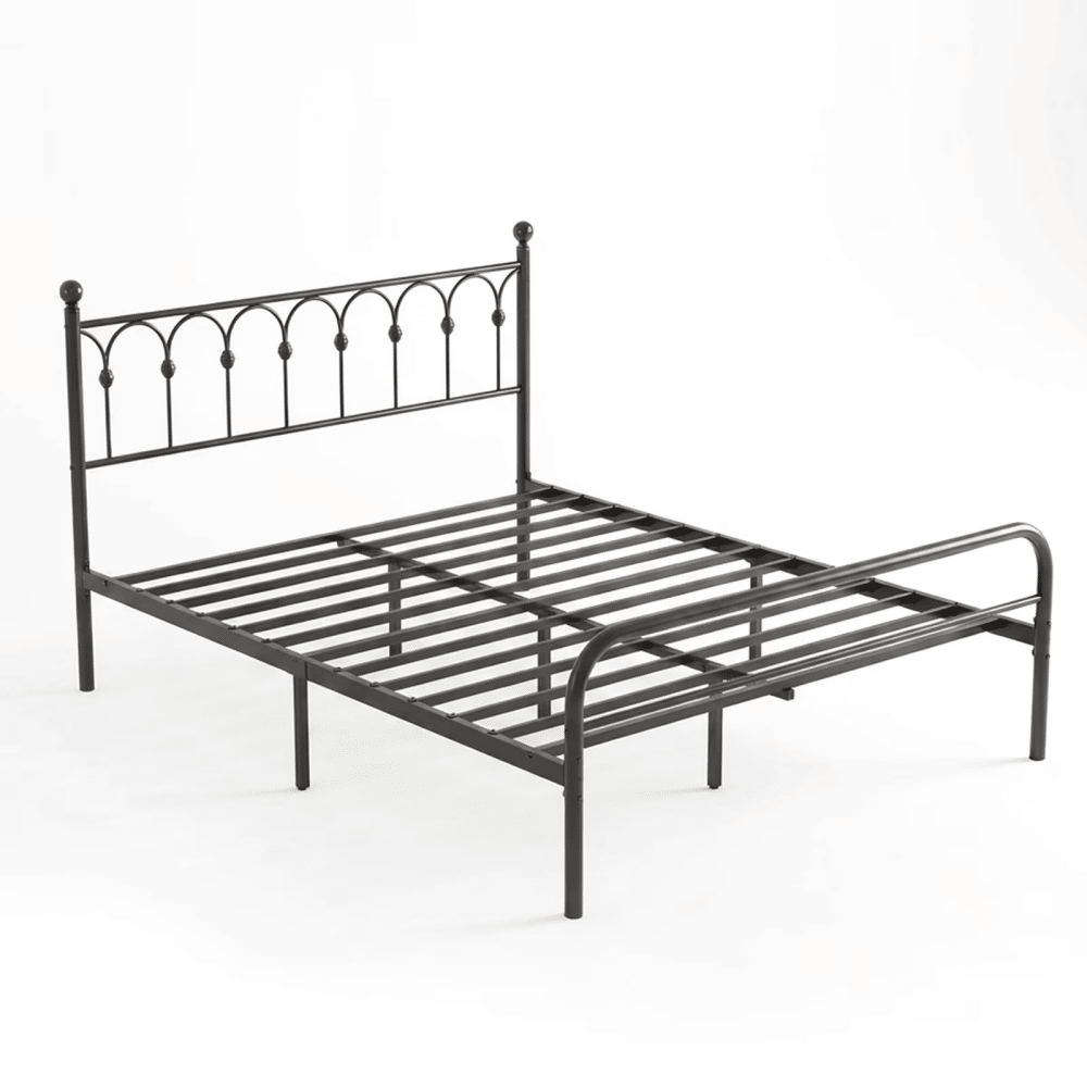 Metal Platform Bed Frame, Classic IronArtHeadboard & Footboard, Stable & Noiseless, 11.9 Inch Under BedStorage, No Box Spring Needed, Easy Assembly, Black