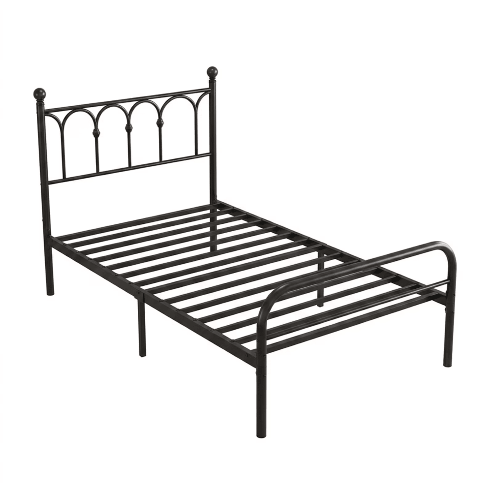 Metal Platform Bed Frame, Classic IronArtHeadboard & Footboard, Stable & Noiseless, 11.9 Inch Under BedStorage, No Box Spring Needed, Easy Assembly, Black