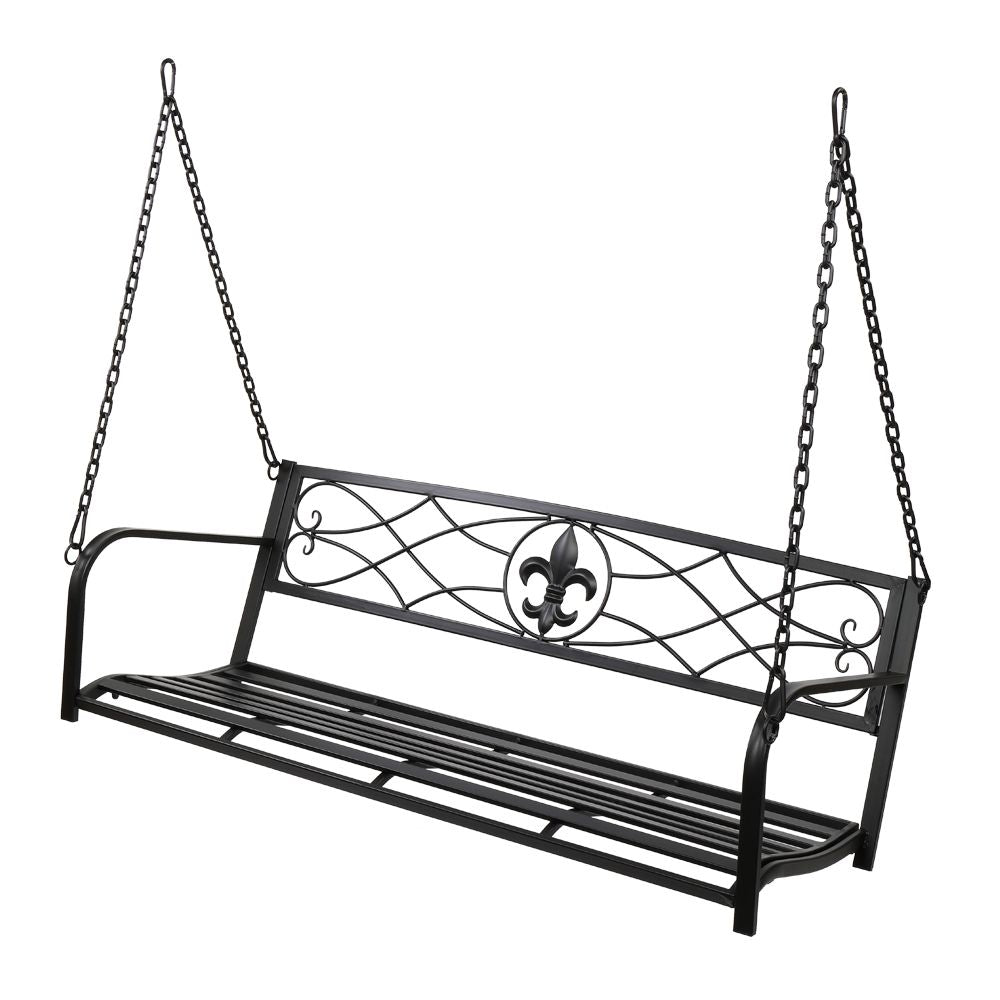 Metal Porch Swing;  Heavy Duty Steel Patio Porch Swing Chair for Outdoors;  Weather Resistant Swing Chair Bench
