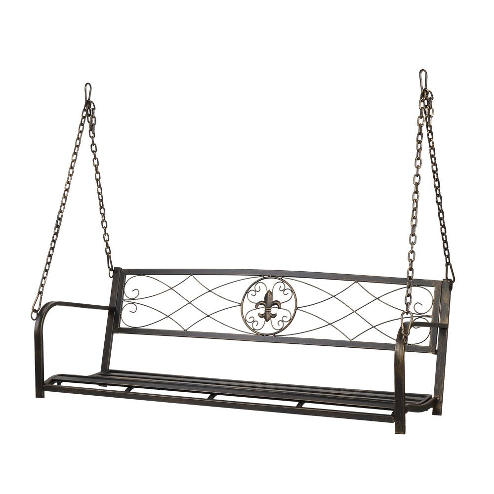 Metal Porch Swing;  Heavy Duty Steel Patio Porch Swing Chair for Outdoors;  Weather Resistant Swing Chair Bench