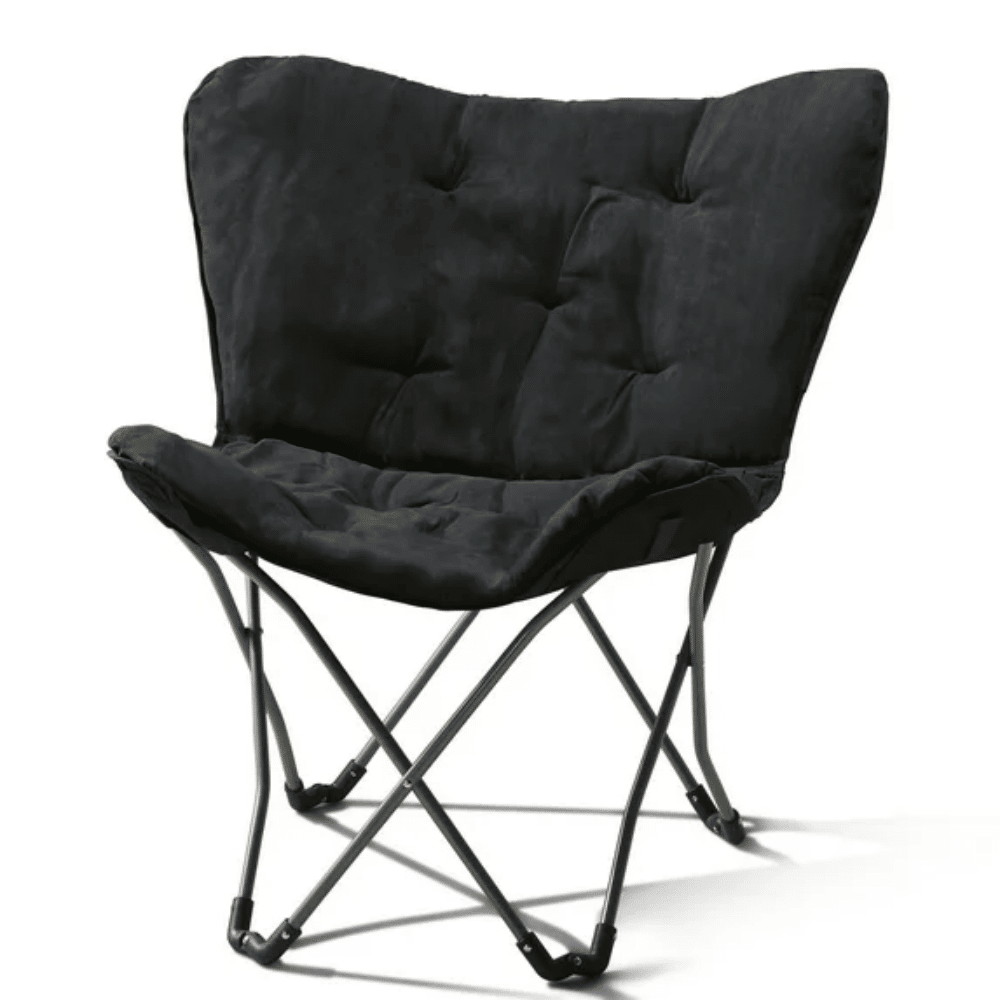 Micro Suede Fabric Butterfly Folding Chair, Black (Shipment from Walmart)