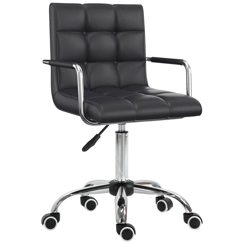Mid-Back Office Chair, PU Leather, Ergonomic Design, Swivel Wheels, Black