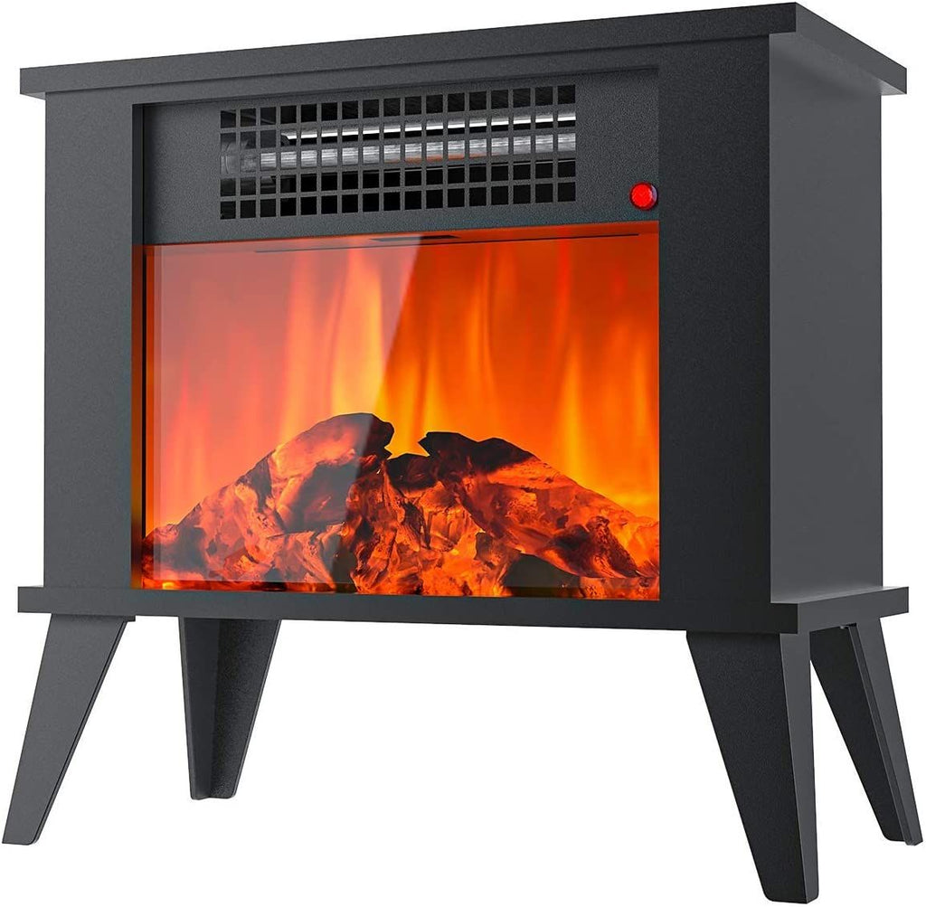 Mini Desktop Electric Fireplace Portable Space Heater Fireplace Freestanding with Flame Effect and Overheating/Tip-Over Protection, 1000W(3400BTU) & Office Use & Home Use with Detachable Legs RT